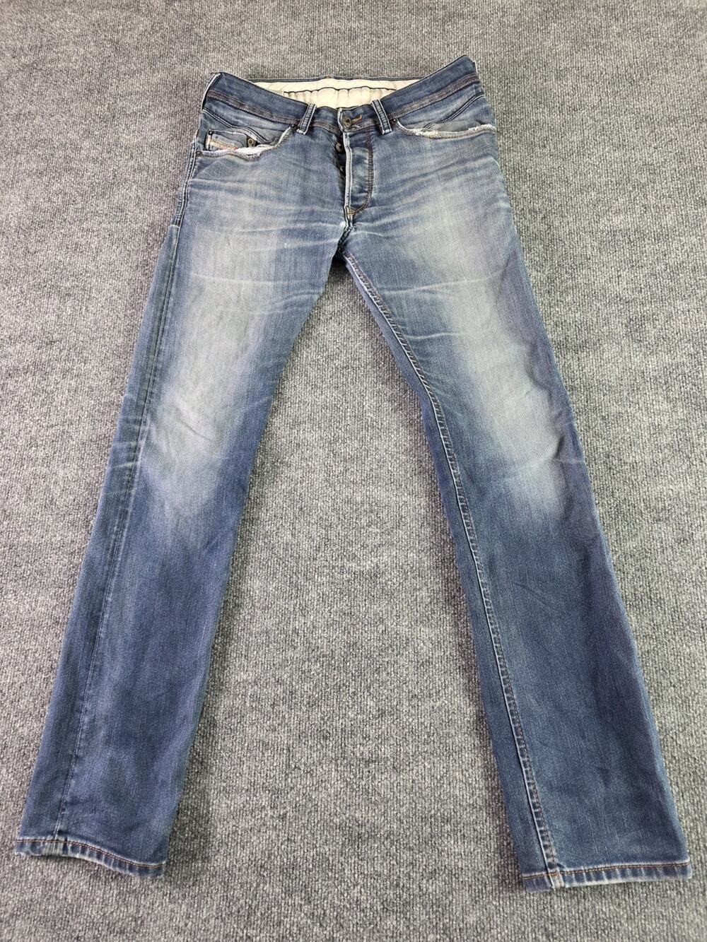 Diesel Iakop Jeans Men 31x32 Blue Regular Slim Tapered Stretch 0810I Button Fly